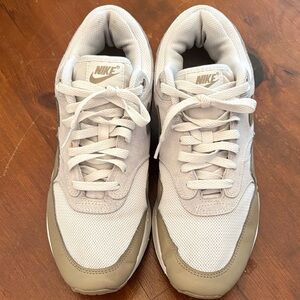 Nike White and Brown Air Max 1